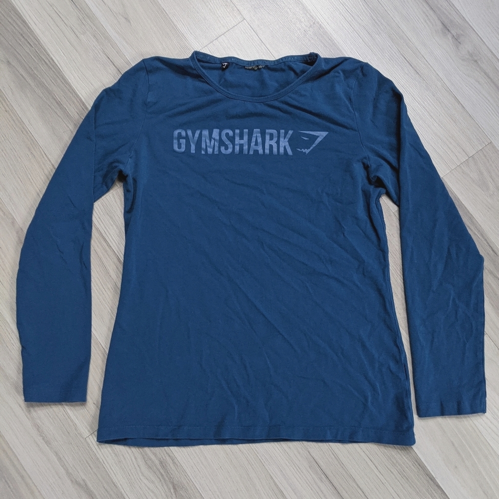 Women's Gymshark Long Sleeve Logo Shirt Blue Sz M